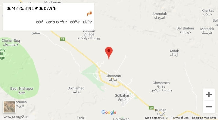 روستای قم بر روی نقشه