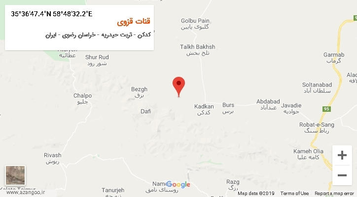 روستای قنات قزوی بر روی نقشه