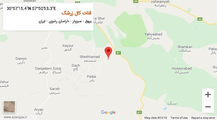 روستای قنات کال زرشگ بر روی نقشه