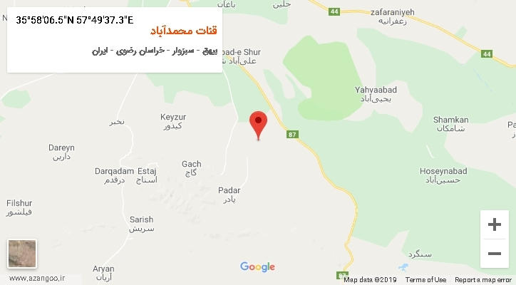 روستای قنات محمدآباد بر روی نقشه