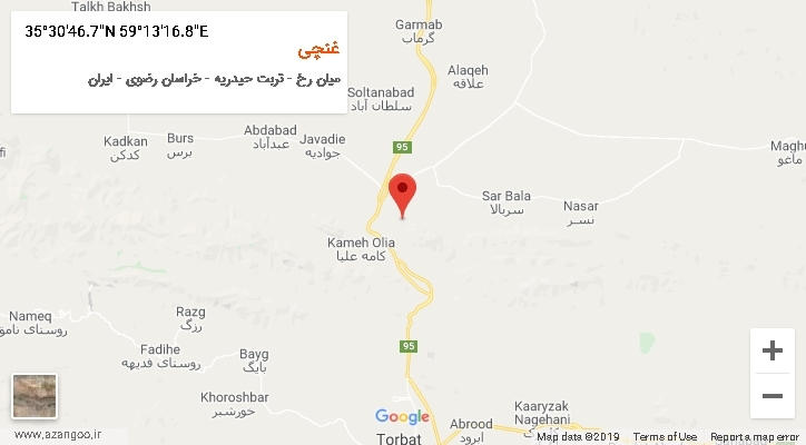 روستای غنچی بر روی نقشه