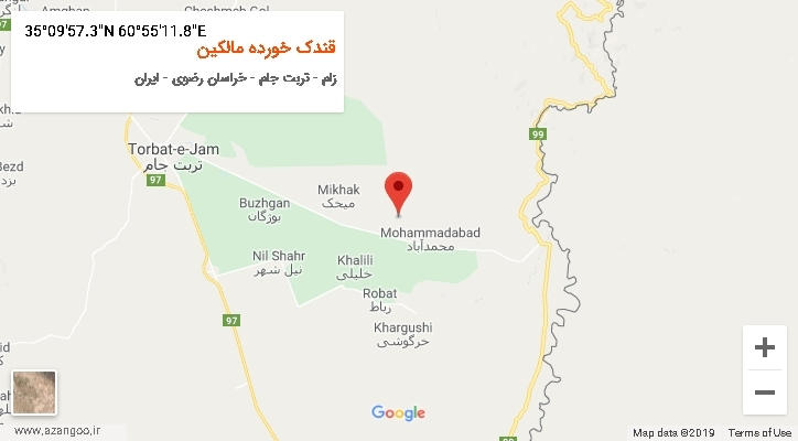 روستای قندک خورده مالکین بر روی نقشه