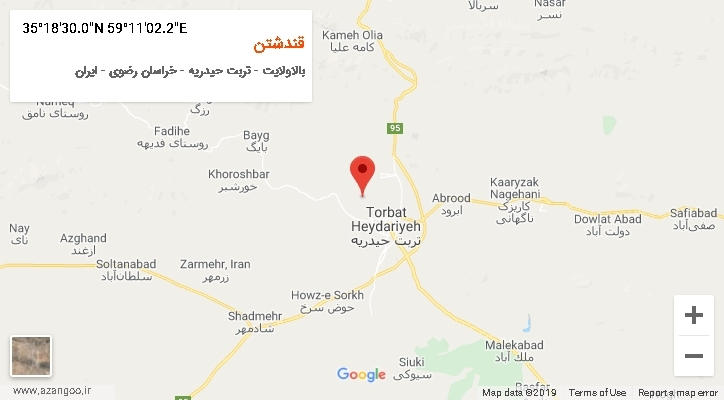 روستای قندشتن بر روی نقشه