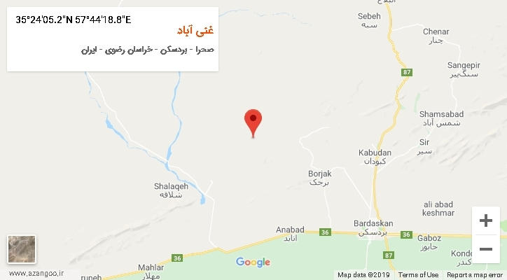 روستای غنی آباد بر روی نقشه