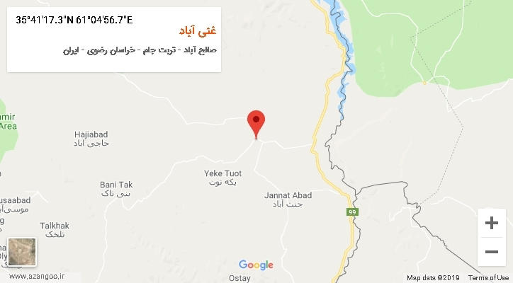 روستای غنی آباد بر روی نقشه