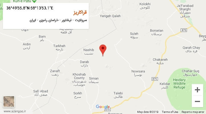 روستای قراکاریز بر روی نقشه
