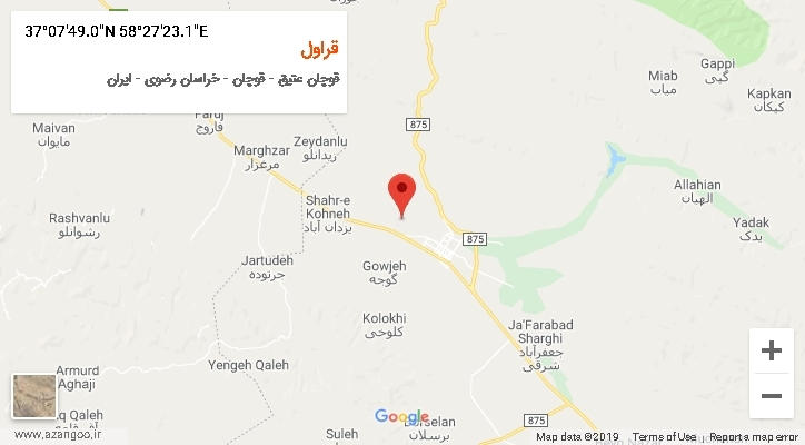 روستای قراول بر روی نقشه