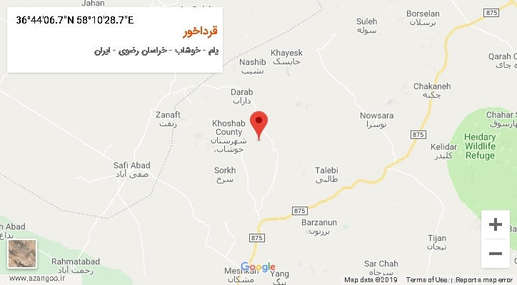 روستای قرداخور بر روی نقشه