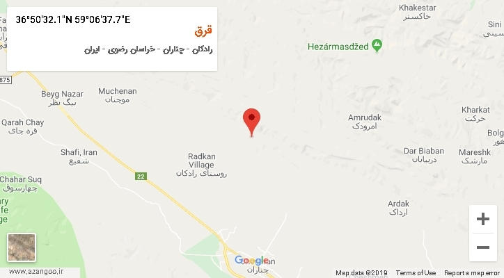 روستای قرق بر روی نقشه