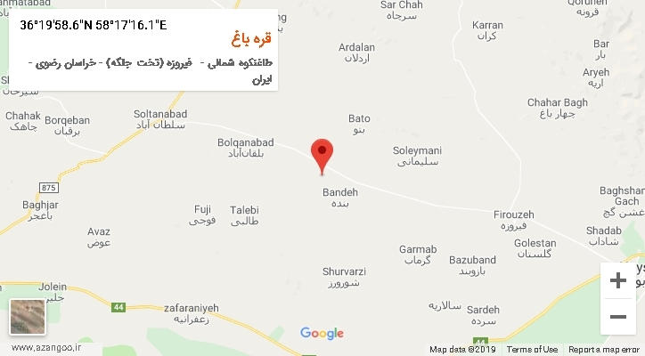 روستای قره باغ بر روی نقشه