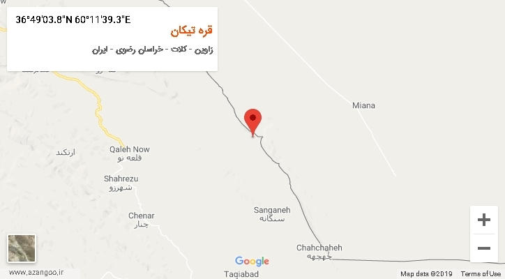 روستای قره تیکان بر روی نقشه