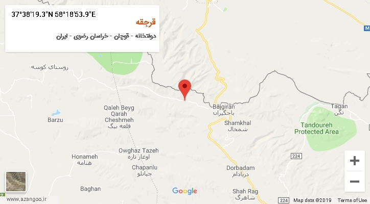 روستای قرجقه بر روی نقشه