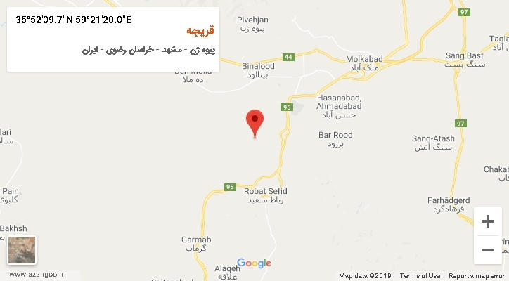 روستای قریجه بر روی نقشه