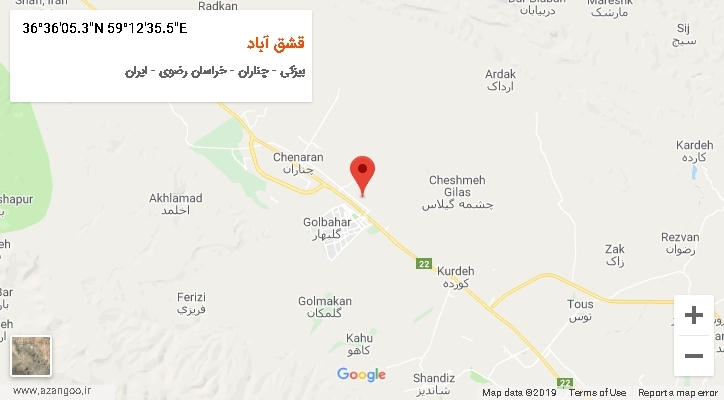 روستای قشق آباد بر روی نقشه