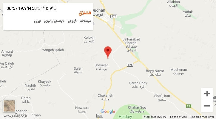 روستای قشلاق بر روی نقشه