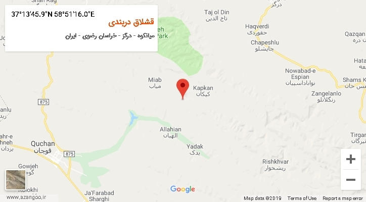 روستای قشلاق دربندی بر روی نقشه