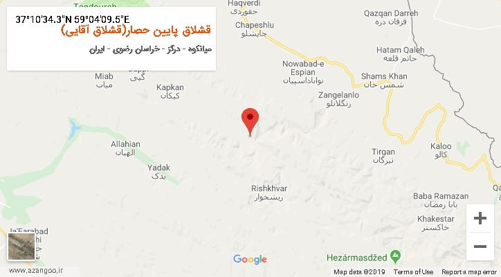 روستای قشلاق پایین حصار(قشلاق آقایی) بر روی نقشه