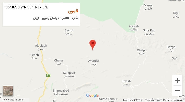 روستای قصون بر روی نقشه