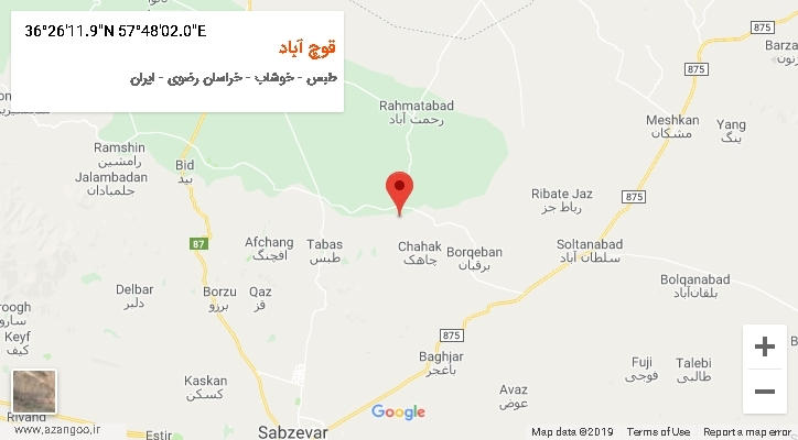 روستای قوچ آباد بر روی نقشه