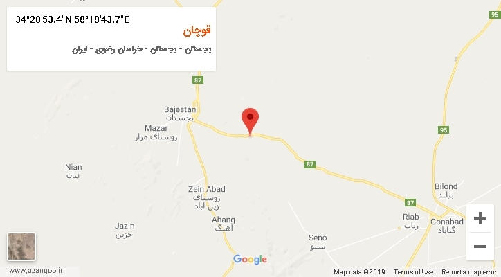 روستای قوچان بر روی نقشه