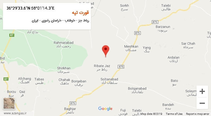 روستای قورت تپه بر روی نقشه