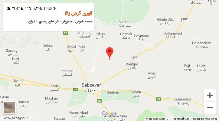 روستای قوری گردن بالا بر روی نقشه