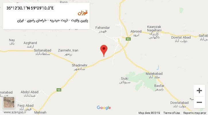 روستای قوزان بر روی نقشه