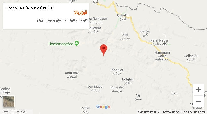 روستای قوزاربالا بر روی نقشه