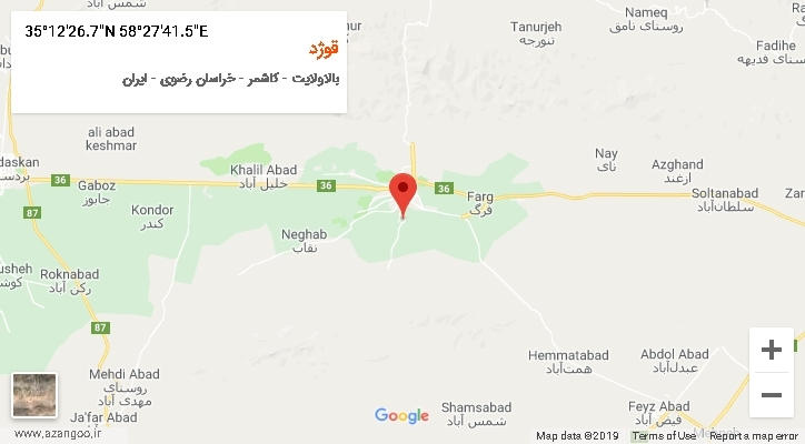 روستای قوژد بر روی نقشه