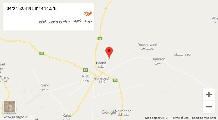 روستای قوژد بر روی نقشه