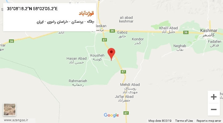 روستای قوژدآباد بر روی نقشه