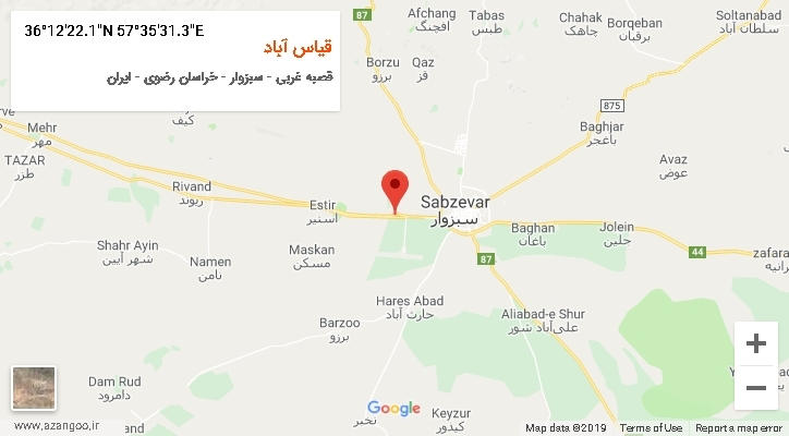 روستای قیاس آباد بر روی نقشه