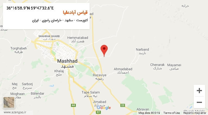 روستای قیاس آبادعلیا بر روی نقشه