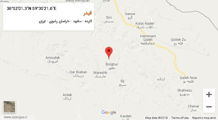 روستای قیدر بر روی نقشه