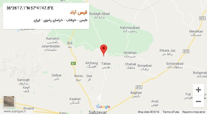 روستای قیص آباد بر روی نقشه