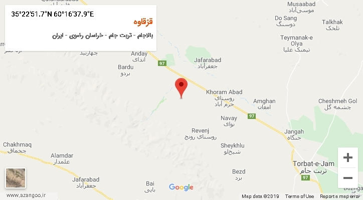 روستای قزقاوه بر روی نقشه