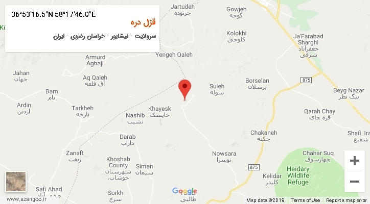 روستای قزل دره بر روی نقشه