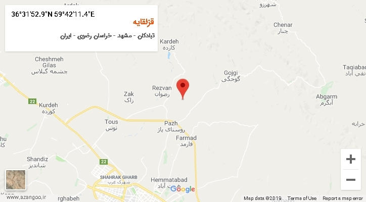 روستای قزلقایه بر روی نقشه