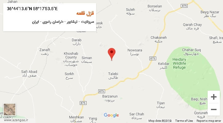 روستای قزل قلعه بر روی نقشه