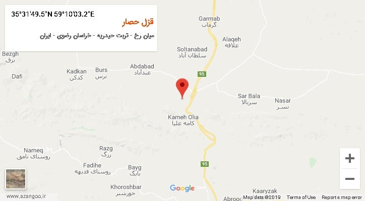 روستای قزل حصار بر روی نقشه