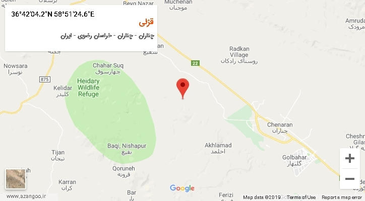 روستای قزلی بر روی نقشه