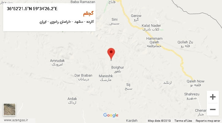 روستای گجلم بر روی نقشه