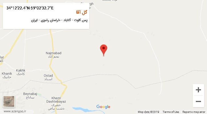 روستای گل آقا بر روی نقشه