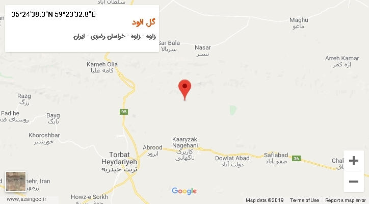 روستای گل الود بر روی نقشه