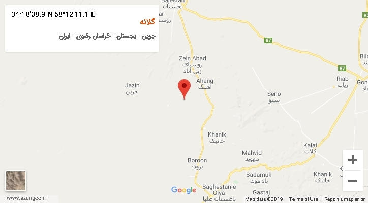 روستای گلانه بر روی نقشه