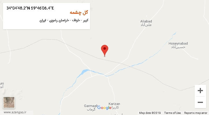 روستای گل چشمه بر روی نقشه