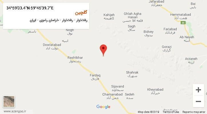روستای گلچین بر روی نقشه