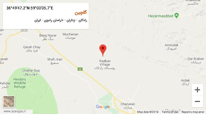 روستای گلچین بر روی نقشه