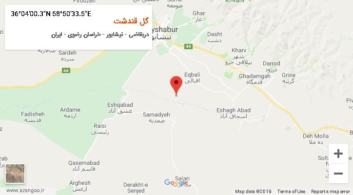 روستای گل قندشت بر روی نقشه