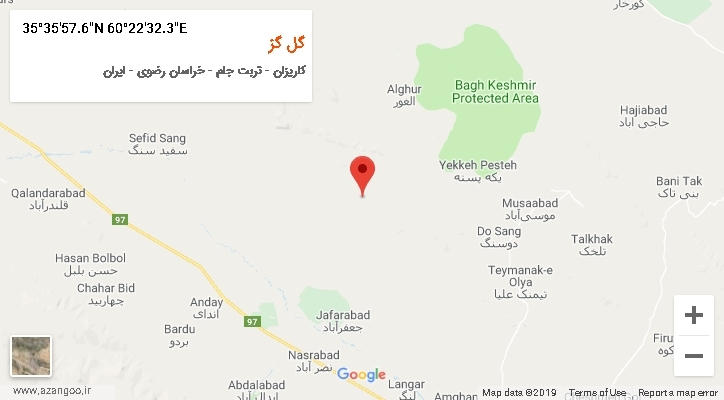 روستای گل گز بر روی نقشه
